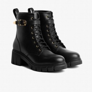 Thursday Boots Coda Schnürstiefel Damen Schwarz Gold | HDC1492FI